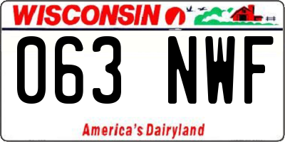 WI license plate 063NWF