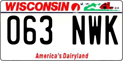 WI license plate 063NWK