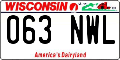 WI license plate 063NWL
