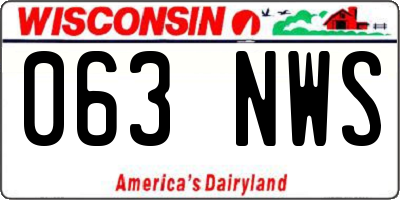 WI license plate 063NWS