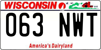 WI license plate 063NWT