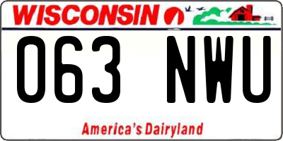 WI license plate 063NWU