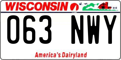 WI license plate 063NWY