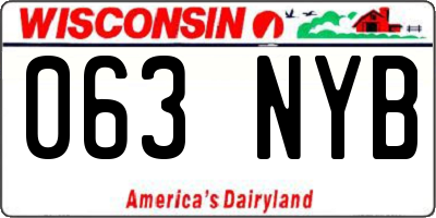 WI license plate 063NYB