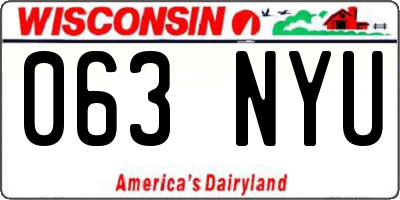 WI license plate 063NYU