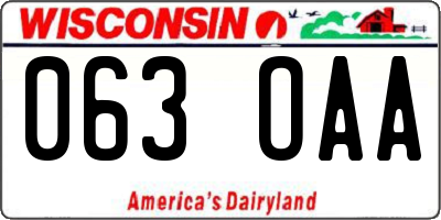 WI license plate 063OAA