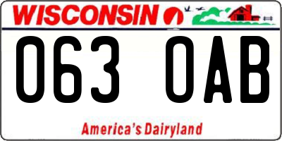 WI license plate 063OAB