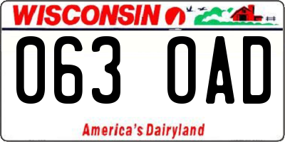 WI license plate 063OAD