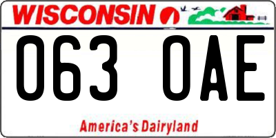 WI license plate 063OAE