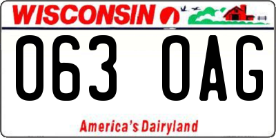 WI license plate 063OAG