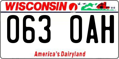 WI license plate 063OAH