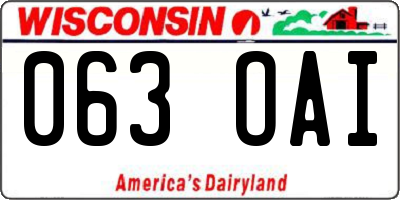 WI license plate 063OAI