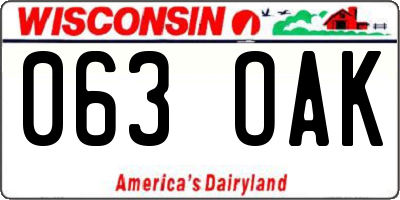 WI license plate 063OAK