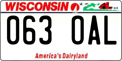 WI license plate 063OAL