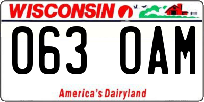 WI license plate 063OAM