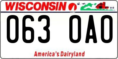 WI license plate 063OAO