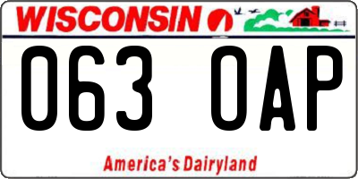 WI license plate 063OAP