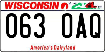 WI license plate 063OAQ