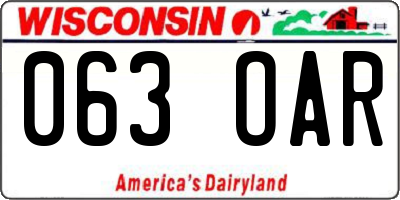 WI license plate 063OAR