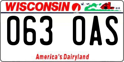 WI license plate 063OAS