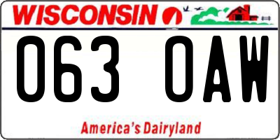 WI license plate 063OAW