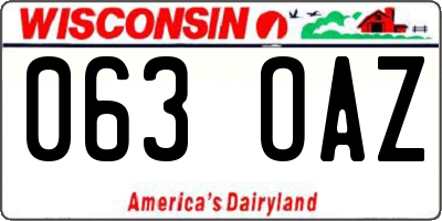 WI license plate 063OAZ