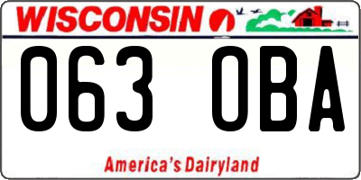 WI license plate 063OBA