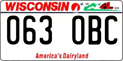 WI license plate 063OBC