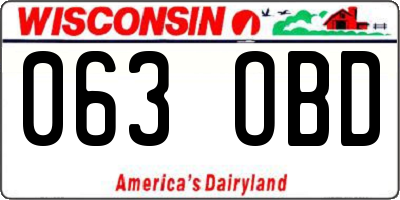 WI license plate 063OBD