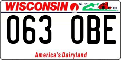 WI license plate 063OBE
