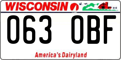 WI license plate 063OBF