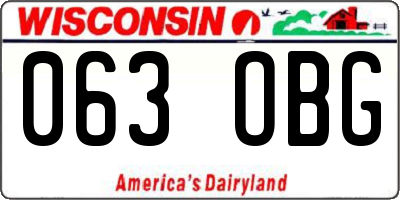 WI license plate 063OBG