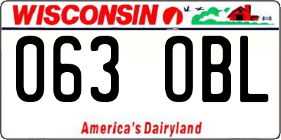 WI license plate 063OBL