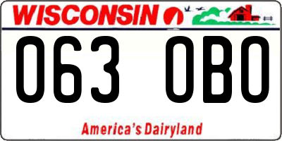 WI license plate 063OBO
