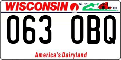 WI license plate 063OBQ