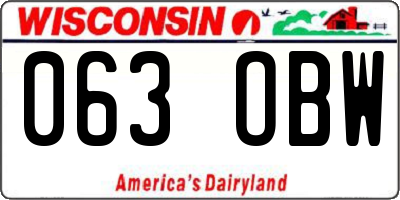 WI license plate 063OBW