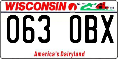 WI license plate 063OBX