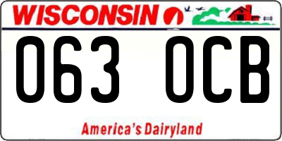 WI license plate 063OCB