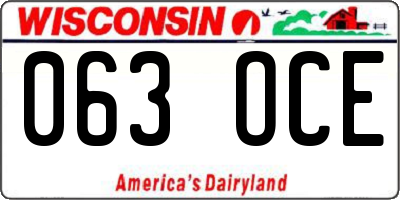 WI license plate 063OCE