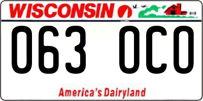 WI license plate 063OCO