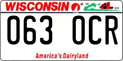 WI license plate 063OCR