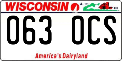 WI license plate 063OCS