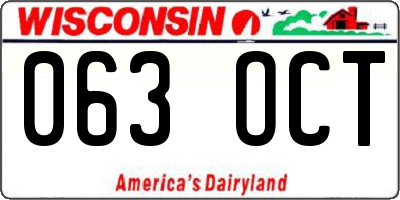 WI license plate 063OCT