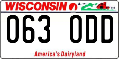 WI license plate 063ODD