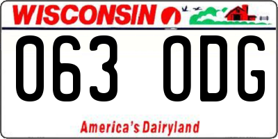 WI license plate 063ODG