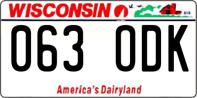 WI license plate 063ODK