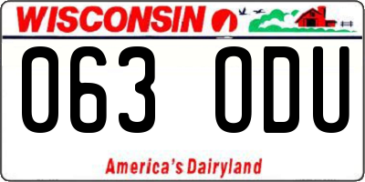 WI license plate 063ODU