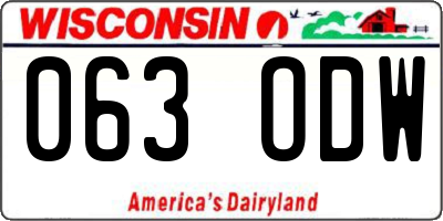 WI license plate 063ODW