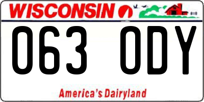 WI license plate 063ODY