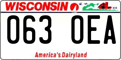 WI license plate 063OEA